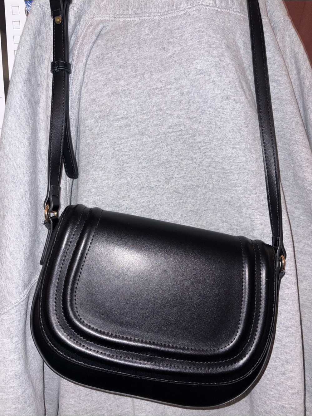 Black Leather Crossbody Shoulder Bag